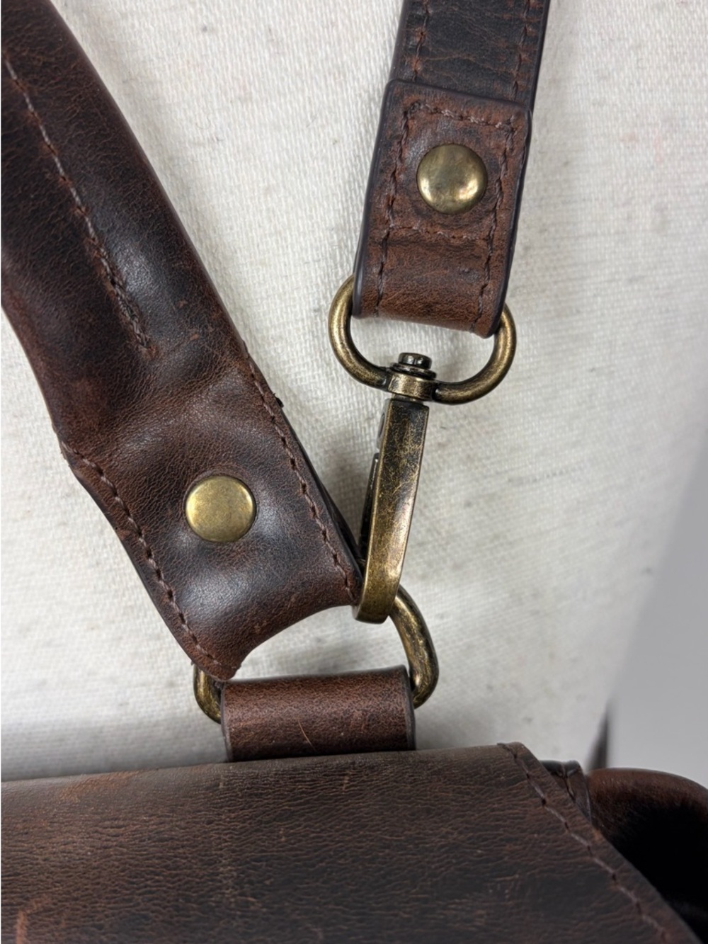 Rachel Roy Distressed Leather Drawstring Backpack Tote - Dark Brown - Picture 3 of 11